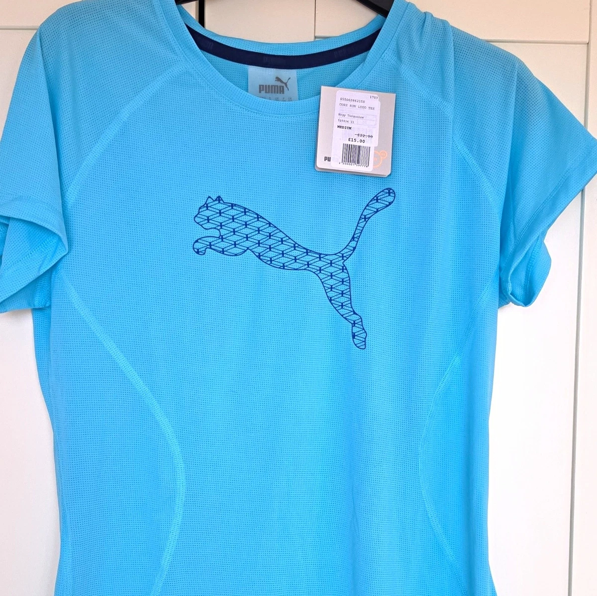 PUMA Women's Blue Lightweight Polyester Crew Neck T-Shirt S Athletic Fit size 12