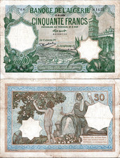 Algeria 50 Francs 1936 Pick# 80a VF-CVF