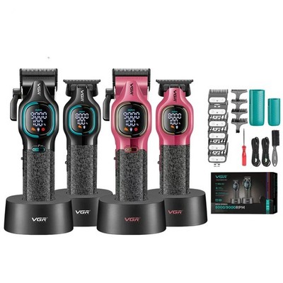 VGR high-end hair trimmer two-piece set metal body 9000 RPM hair clipper alloy