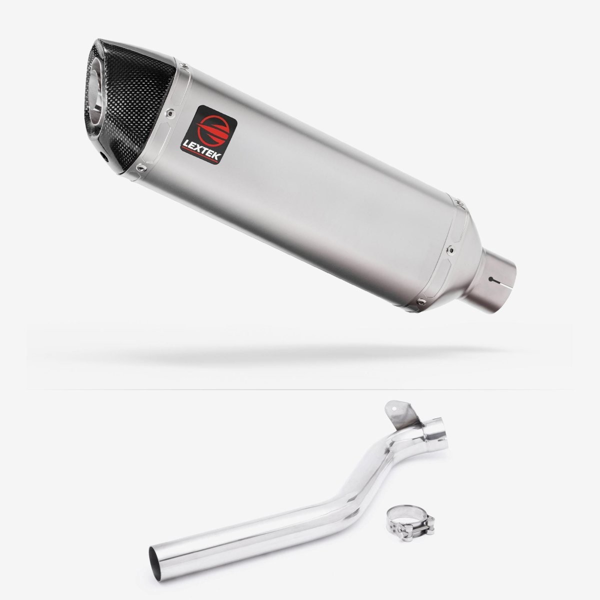 Lextek Stainless Steel VP1 Matt 300mm Exhaust with Link Pipe Silencer Chrome