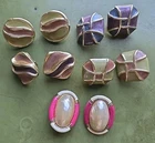 VTG Lot Of 5 Pairs of Clip On Earrings Costume Jewelry Gold Tone 1" Multi Colors