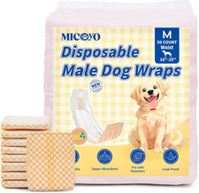 Dog Nappies Male, Disposable Dog Diapers, Super Absorbent Dog Wraps (M) 50 pcs