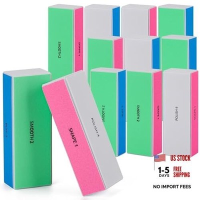 12 Pieces 4 Way Nail Buffer Block, Nail Shine Buffers Blocks Files for Natural