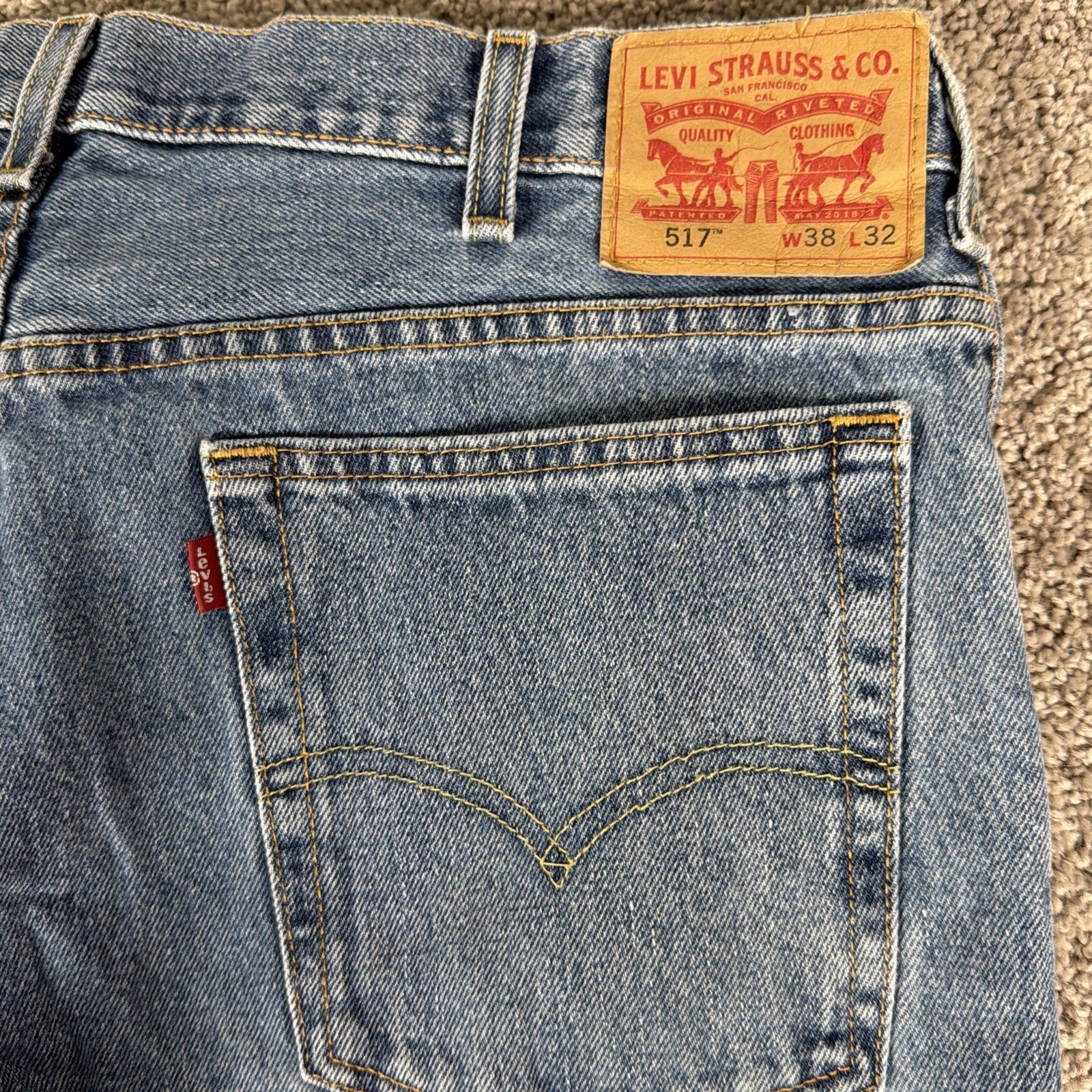 Levis 517 Jeans Mens 38x32 Stonewash Blue Denim Bootcut Western Regular Fit thumbnail 10