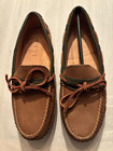 Womens Moccasins LL Bean Size 7M Brown/Green Leather Slip on New in Box — photo 1