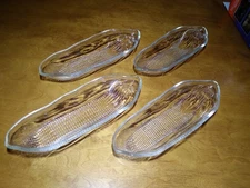 Lot Of 4 Vintage Clear Heavy Duty Glass Corn On The Cob Side Dish Holders  9.5”