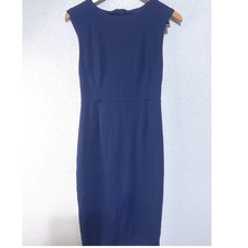 Express Navy Blue Sleeveless Sheath Dress Women's 4 Zip Up Back Career Church