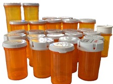25 Clean Amber Prescription Pill Bottles w Caps Reuse Crafts Storage Mixed Sizes