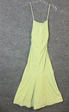 Ganni Womens Open Back Maxi Dress Size 32 Green Plaid Sleeveless Preppy Spring