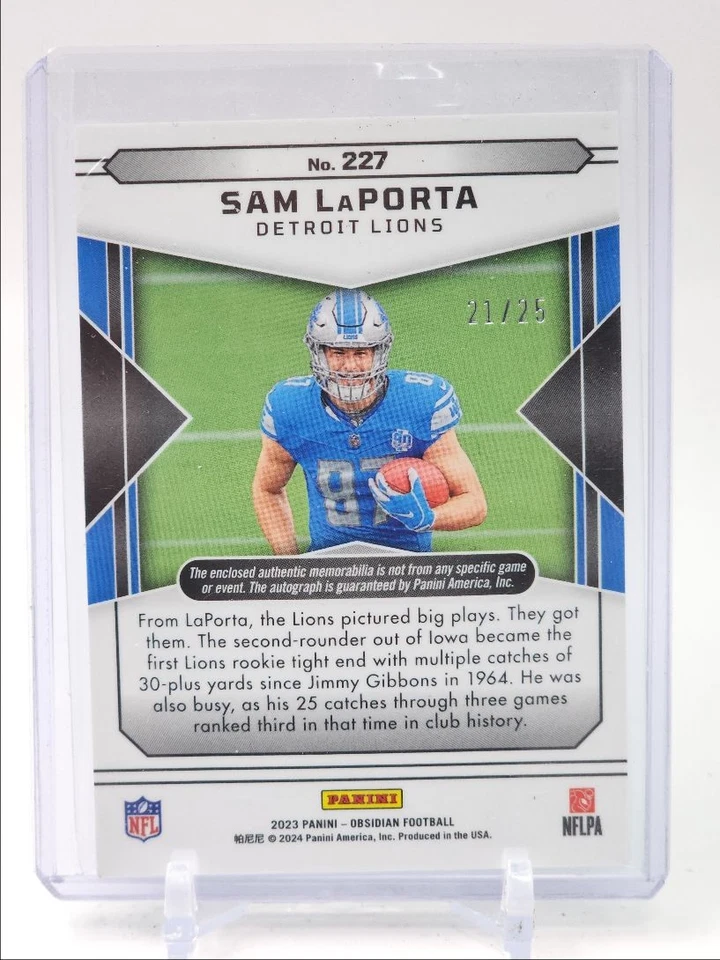 SAM LAPORTA 2023 OBSIDIAN RPA ROOKIE GREEN ETCH PATCH RC AUTO /25 Q5700 - Image 2 of 2