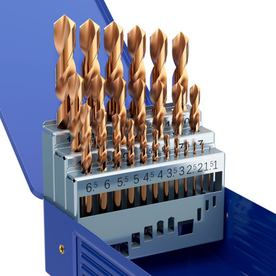 Metric 25Pcs M35 Cobalt Drill Bit Set, 1.0mm-13.0mm HSS Cobalt Jobber Drill B...