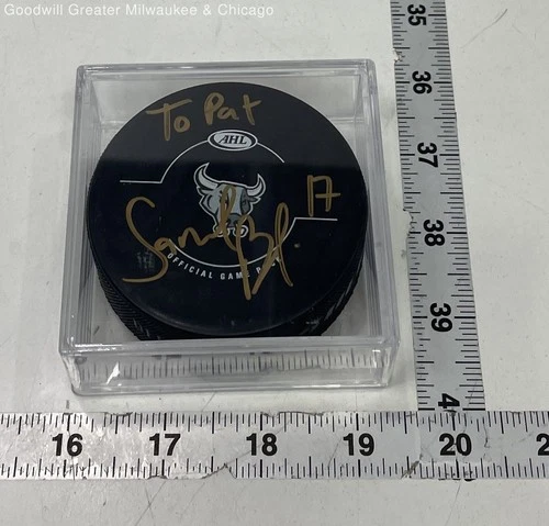 AHL Black Official Game Puck Signed Rubber Hockey Collectible With Case 3
