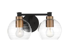 Minka Lavery Keyport 2 Light Bathroom Vanity, Sand Coal / Natural Brushed Brass