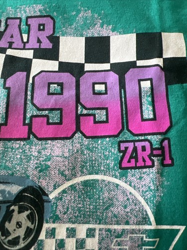 CORVETTE T SHIRT Z-R1 1990 VETTE GRAPHICS TEAL GREEN SZ LG HIGH SPEED SPORTS CAR - Picture 4 of 6