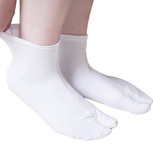 SAOLA Calze Tabi Elasticizzate con Suola Antiscivolo Calzature Kimono Yukata Bianco