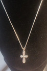 Sterling Silver Chain with Silver Cross Pendant Inlaid with Mother of Pearl