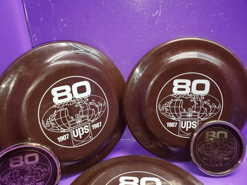UPS UNITED PARCEL SERVICE 1987 80th Anniversary Drink Bar 3 Coasters 3 FRISBEES - Picture 5 of 8
