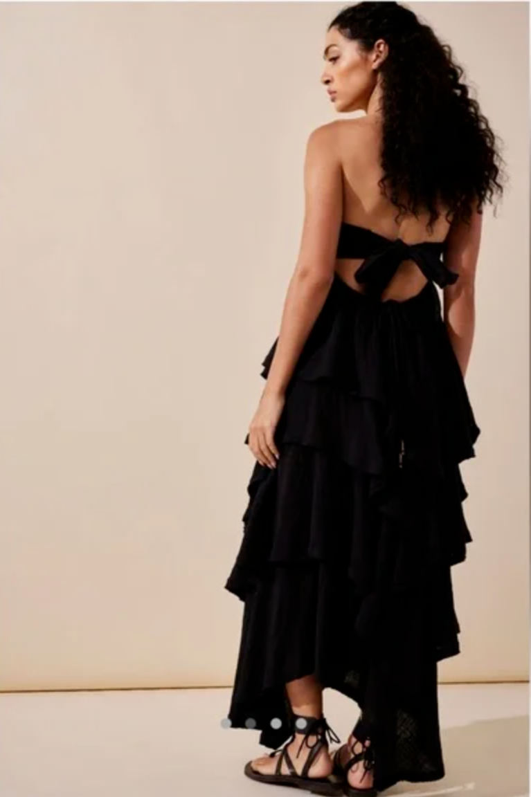 black maxi dress with sheer sleeves RETENTION Black SHEER MAXI DRESS WITH EXAGGERATED LONG PUFFED SLEEVES S