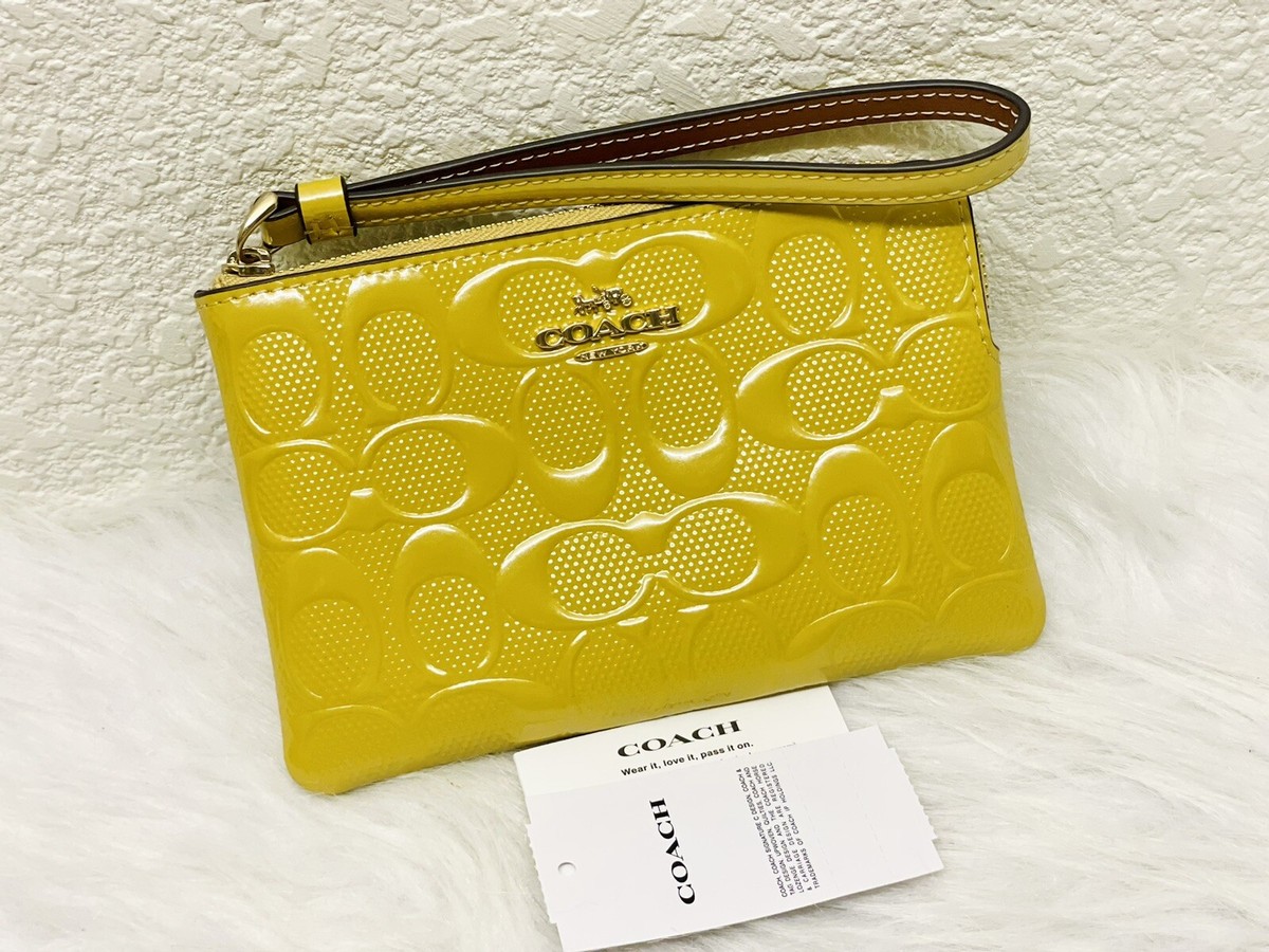 COACH CT992 Corner Zip In Signature Leather In Gold Color NWT Fast