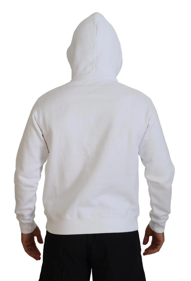 DSQUARED2 Sweater White Cotton Hooded Printed Pullover IT48/US38/M RRP 670usd - Image 3 of 4