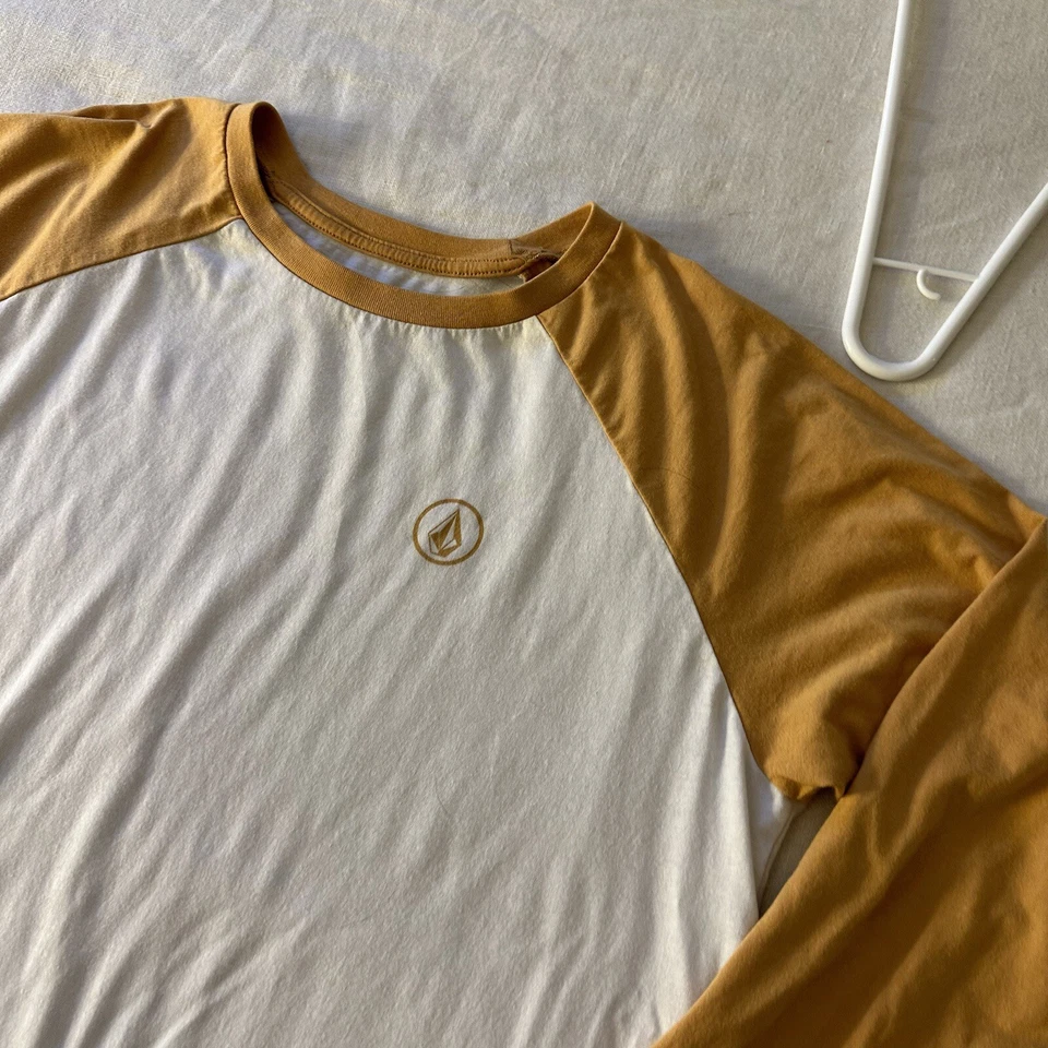 Volcom Henley Shirt Mens Small Outdoor Casual Yellow Raglan Long Sleeve - Image 3 of 4