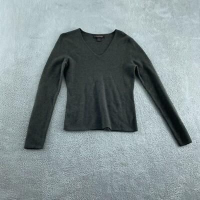 A. Giannetti Womens V-Neck Sweater M 100% Merino Wool Dark Gray 5050