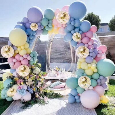 Macaron Pastel Balloon Arch Garland Kit 173 Pcs Birthday Party Decorations