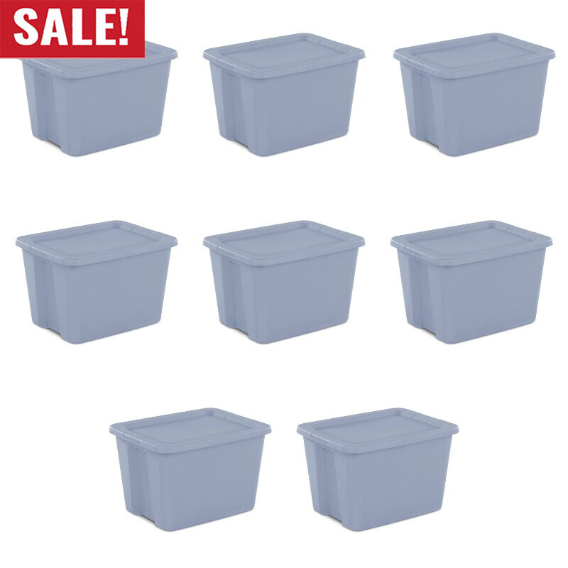 Set of 8 Stackable Plastic Storage Bins with Snap-On Lids