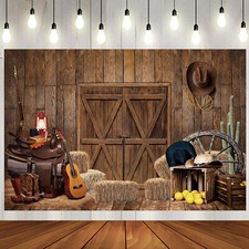 West Cowboy Wild West Rustic Wooden Barn Backdrop Party Photo Background Banner
