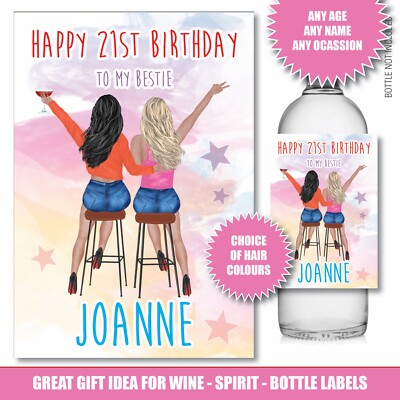 Personalisiertes Flaschenetikett Geburtstag Gin Wein Wodka beste Freundin 18. 21. 30. 171