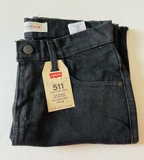 NWT Levis 511 Youth Boys Slim Fit Denim Jean Cut-Off Shorts 14 Reg/27 Black