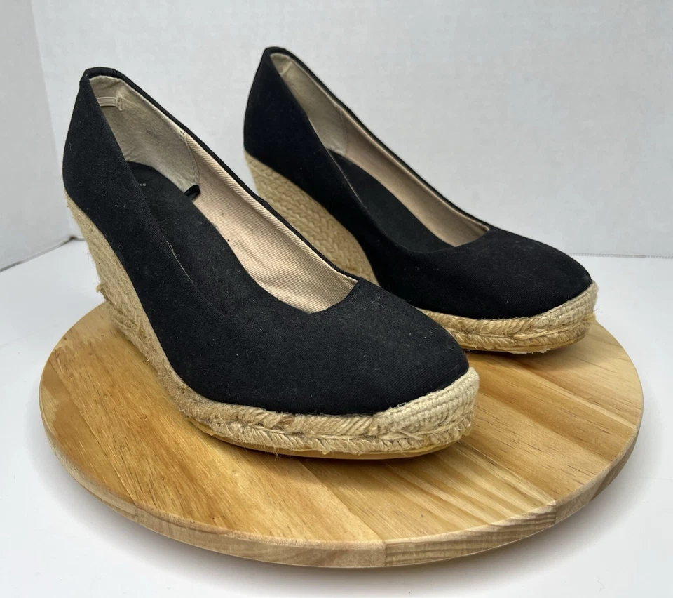 GAP Espadrille Wedge Pumps US Size 7 Black Womens Shoes - Image 2 of 4