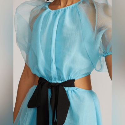 NWT Cynthia Rowley Clara Midi Blue Dress Organza Size S | eBay