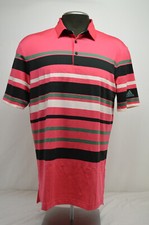 New Adidas Men's Ultimate 365 Stripe Golf Pink Short Sleeve Polo Shirt Size M