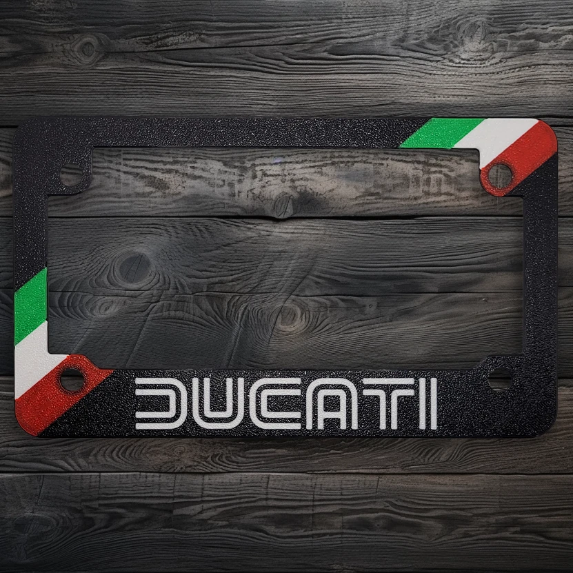 For Ducati Motorcycles Retro Textured Flag License Plate Frame (WHITE) Foto 3 de 3
