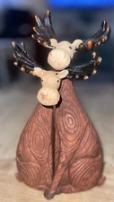 Adorable Resin Moose Couple 2 Pieces “8” -”9”Decorative Animal Set 