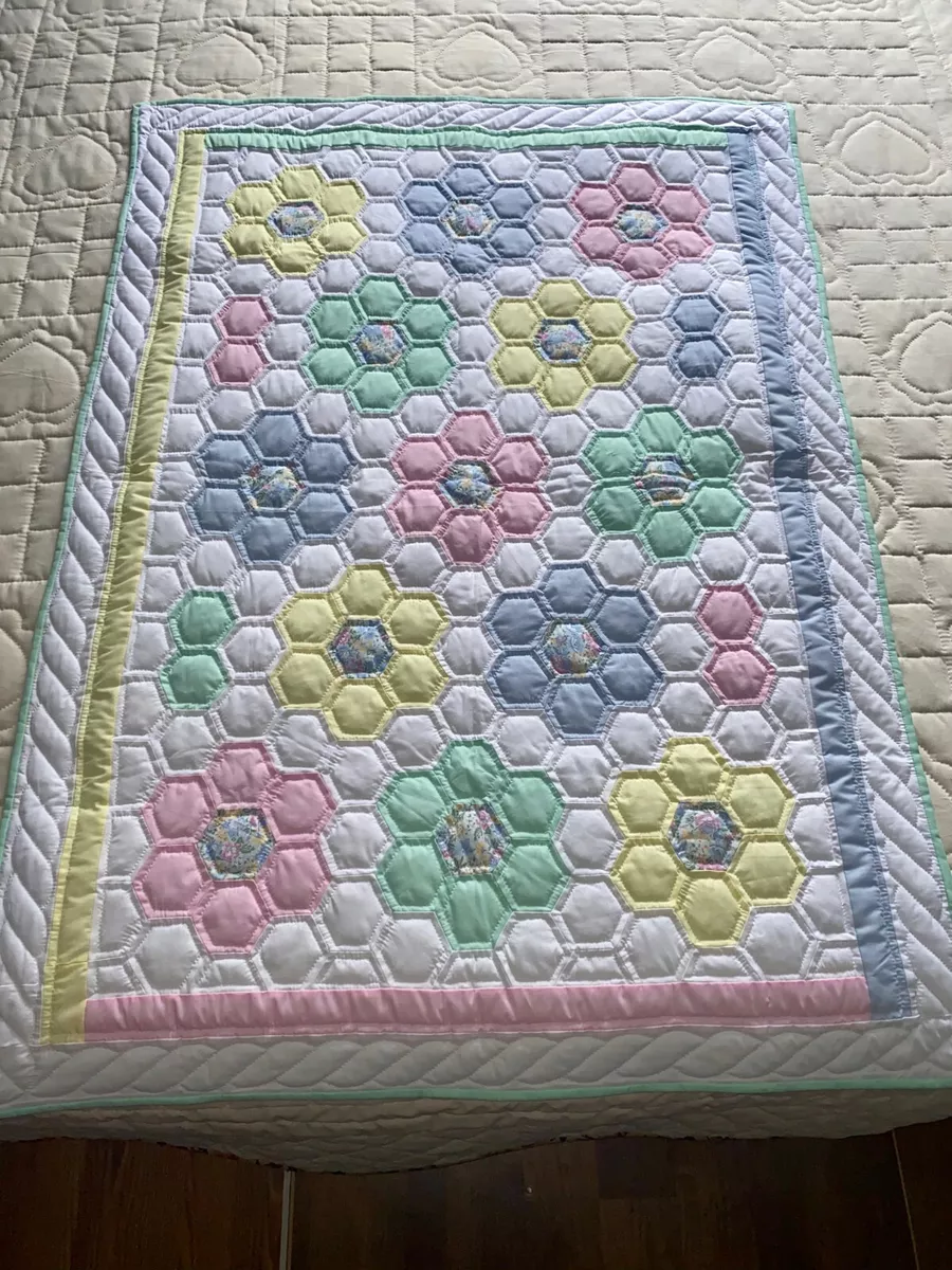 New Amish Baby Quilt for Sale Flower Garden Amish Quilt Pattern