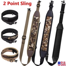 Camouflage 2 Point Rifle Gun Sling with Swivels & Neoprene Shoulder Padded Strap