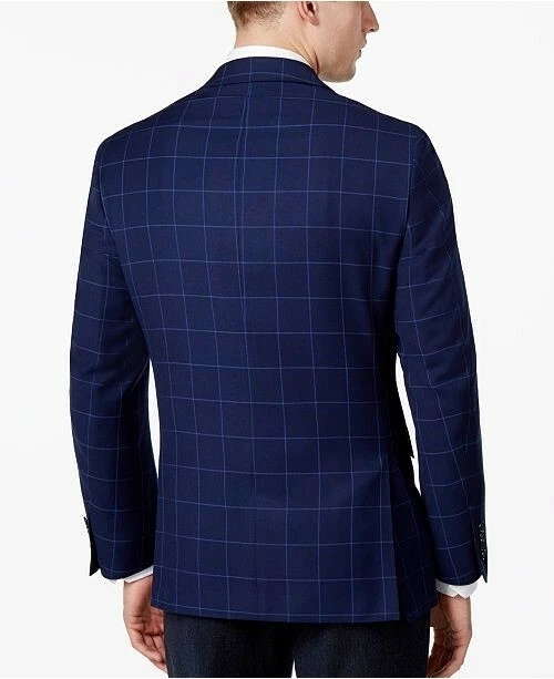 Ryan Seacrest Distinction Men's Slim-Fit Blue Windowpane Two Button Blazer 38 R - Image 2 of 3