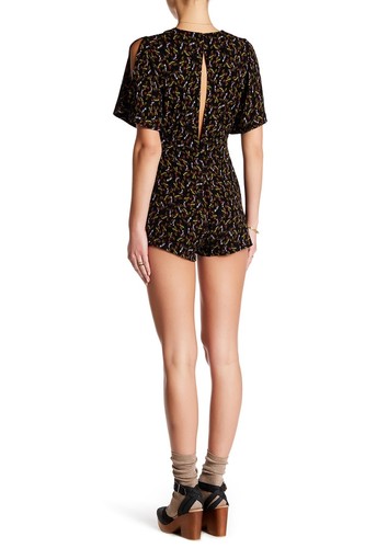 Free People Romper Meet Virginia Summer Black Floral Women sz 4 NEW NWT N169 - Picture 2 of 2