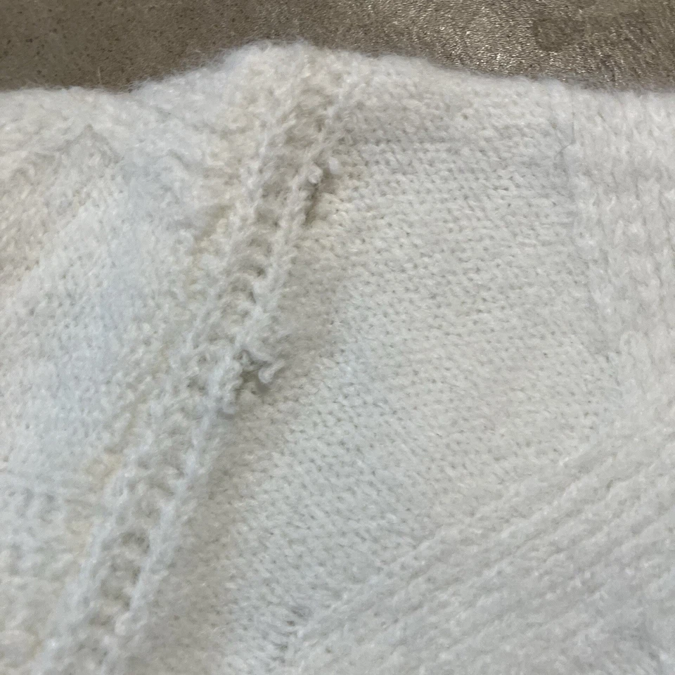 Topshop Suéter Mujer Talla Pequeña 4-6 Blanco Cuello en V Pullover Texturizado Acogedor Suave Foto 2 de 4