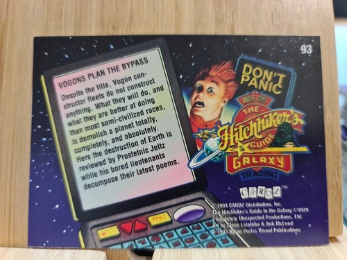 HITCHHIKER'S GUIDE TO THE GALAXY🏆1994 Cardz #93 Trading Card🏆FREE POST - Picture 2 of 2