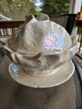 Vintage Holland Mold Ceramic Cabbage Serving Dish with Lid