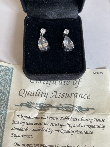 PUBLISHERS CLEARING HOUSE STERLING SILVER CZ EARRINGS BOX