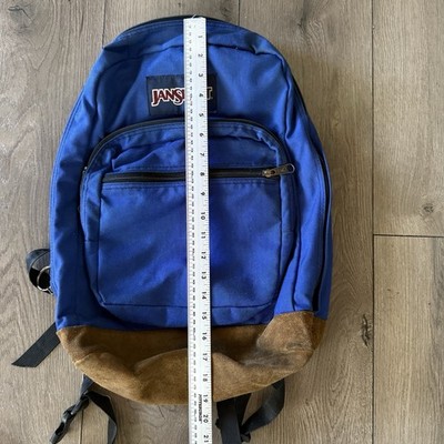 JANSPORT ネイビー ボトムレザー　革 VTG Jansport Backpack Suede Leather Bottom Retro 90's Book Bag