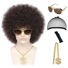 Wdnew 70s Afro Wig for Men Unisex Kinky Curly Big Disco Costume Wig 70s 80s O...