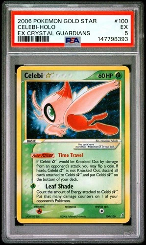 2006 POKEMON EX CRYSTAL GUARDIANS GOLD STAR #100 CELEBI-HOLO PSA 5