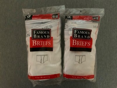Hanes Mens Briefs Size 48-50 6 Pair Famous Brand New 100% Preshrunk Cotton