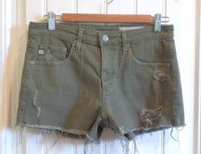 158 AG Adriano Goldschmied Bryn Ex-Boyfriend Cut Off Green Shorts SZ 26 Women's