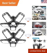 Bright 2 Pack LED Garage Lights 160W 16000LM with Adjustable Deformable Panels